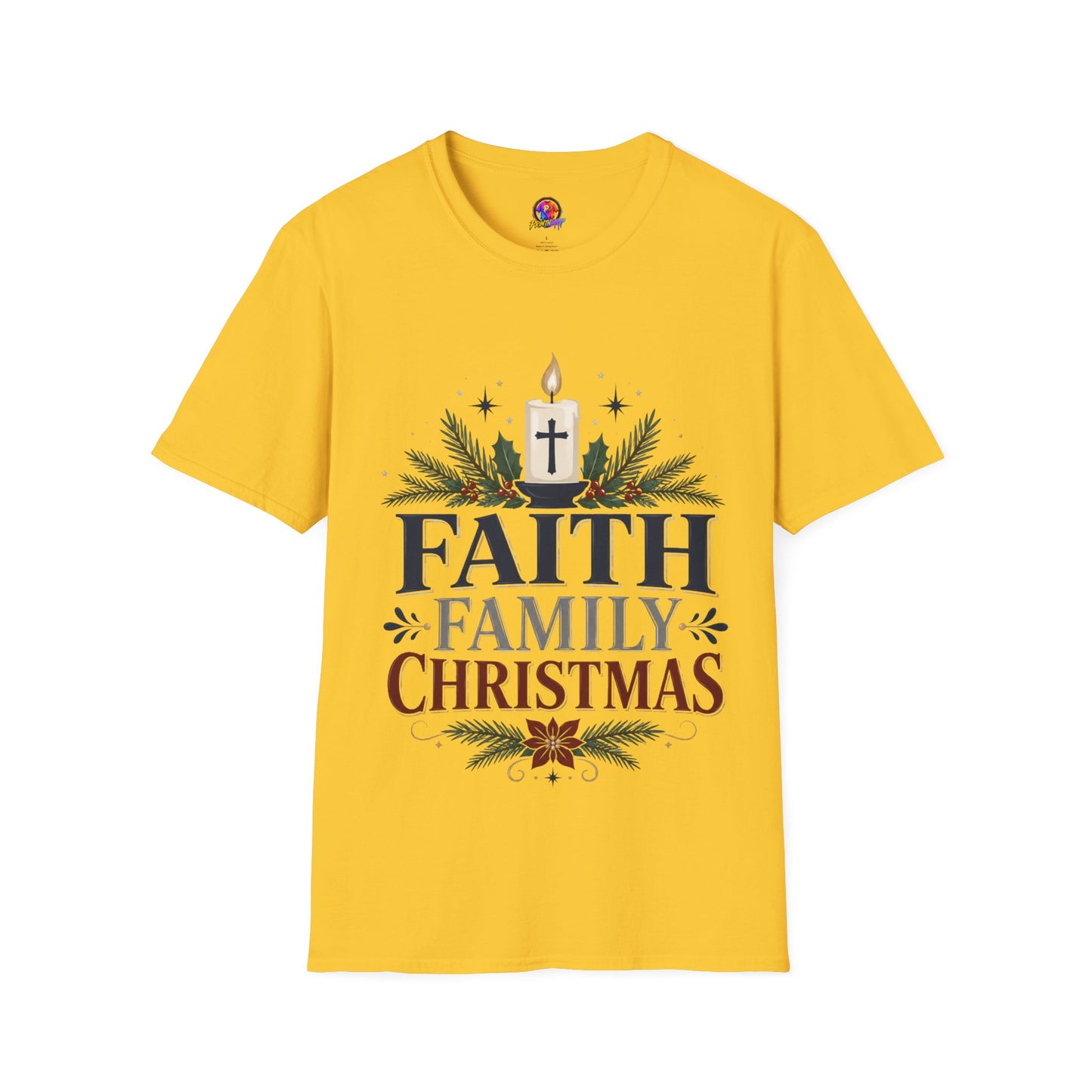 Christmas Faith T-Shirt — "Faith, Family, Christmas" Religious Holiday Tee