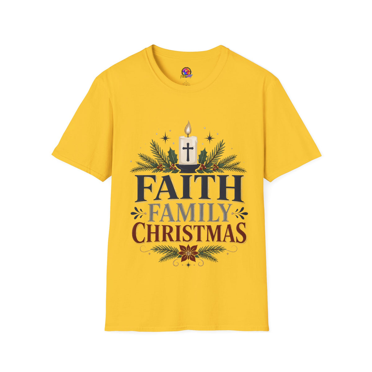 Christmas Faith T-Shirt — "Faith, Family, Christmas" Religious Holiday Tee