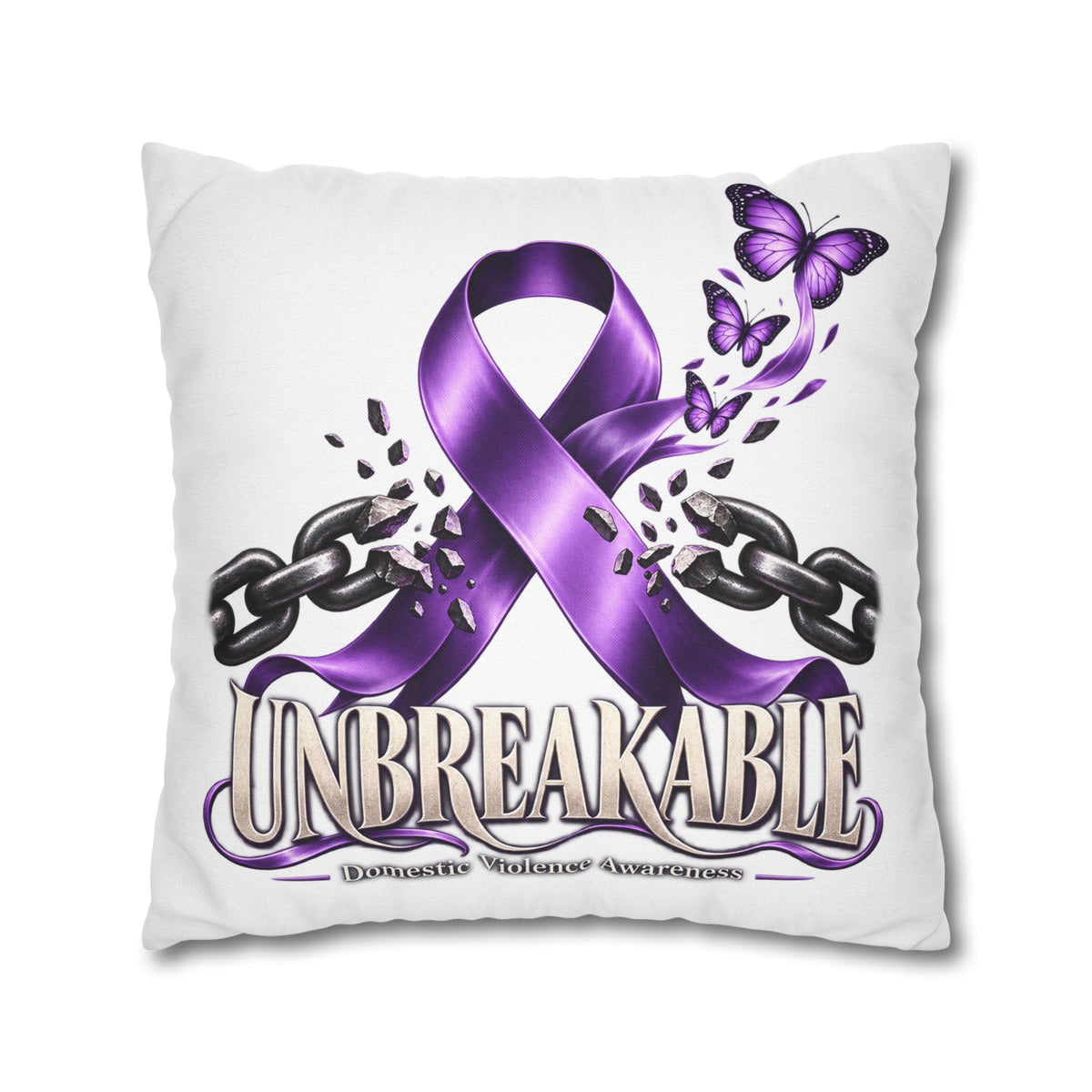 Domestic Violence Unbreakable Purple Ribbon Decorative Pillowcase