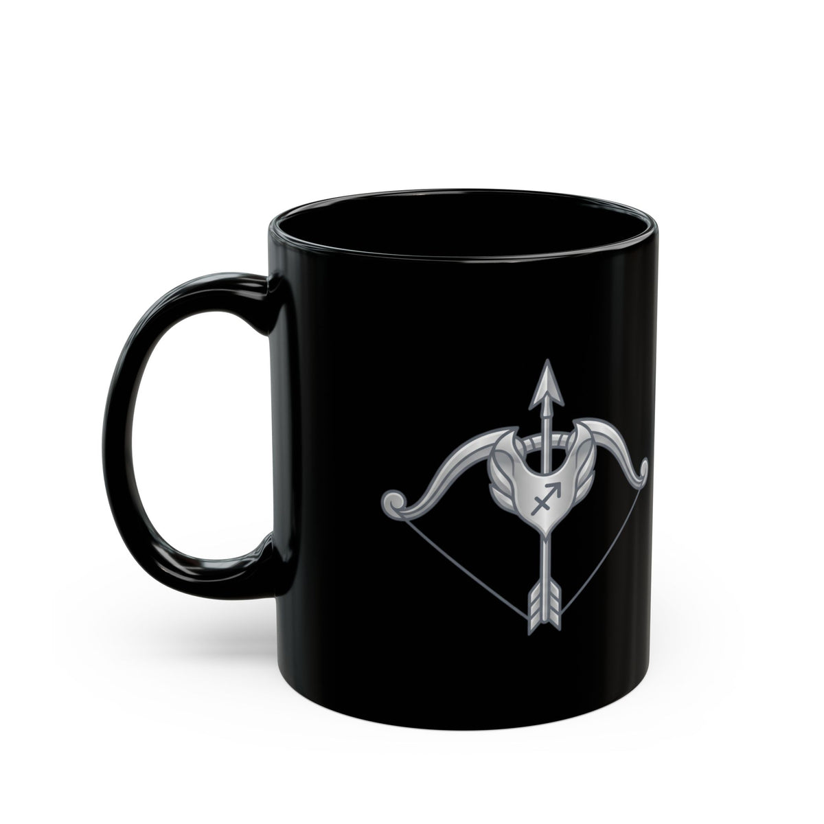 Sagittarius Archer Black Coffee Mug — Zodiac Bow & Arrow