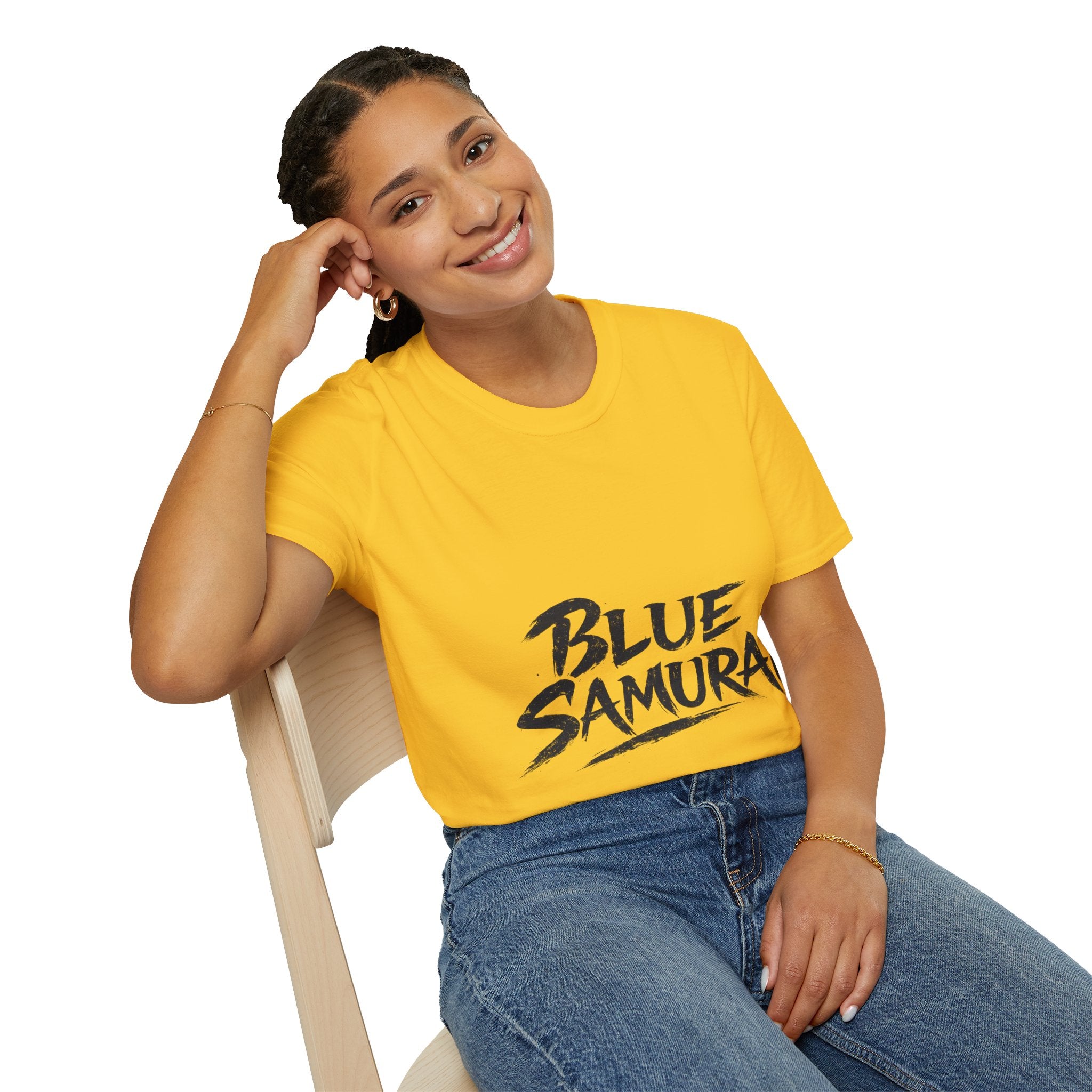 Japan Blue Samurai T-Shirt — Bold Brushstroke Graphic Tee