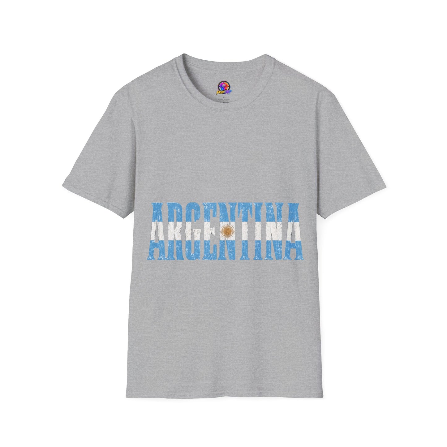 Argentina Flag Stripe T-Shirt — Vintage Blue 'ARGENTINA' Graphic Tee