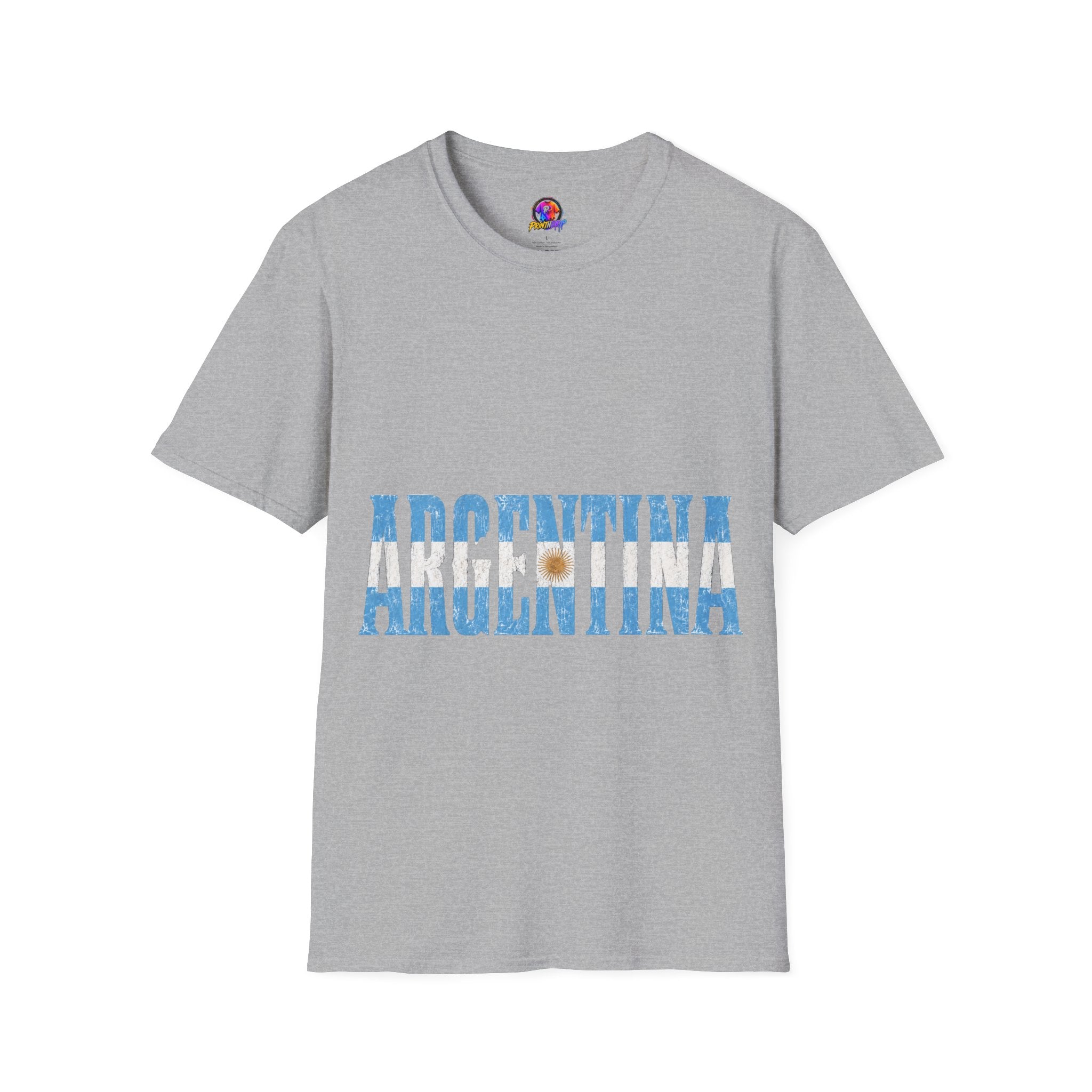Argentina Flag Stripe T-Shirt — Vintage Blue 'ARGENTINA' Graphic Tee