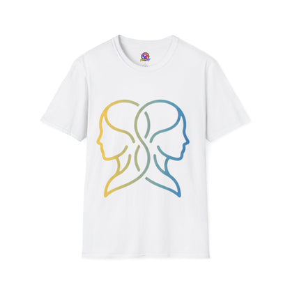Twin Profile Line Art T‑Shirt — Gradient Sisterhood Outline Tee