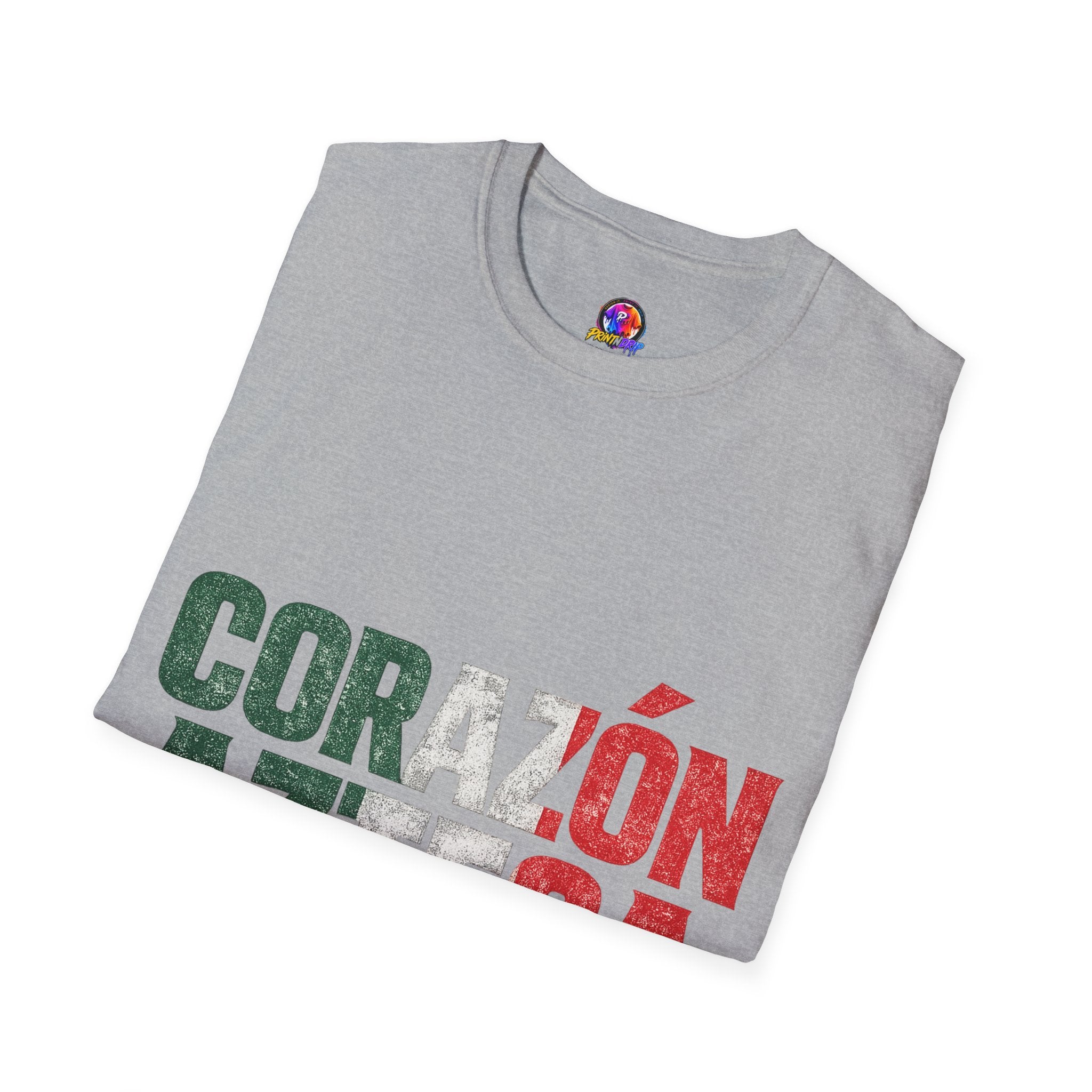 Mexico Corazón Azteca T-Shirt — Mexican Pride Flag Text Tee