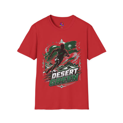 Saudi Arabia Desert Green Soccer T-Shirt — Silhouette Player Graphic