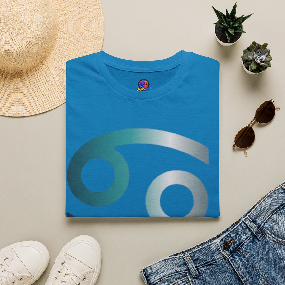Cancer Zodiac T‑Shirt — Dripping Gradient Astrology Tee (Cancer Symbol)