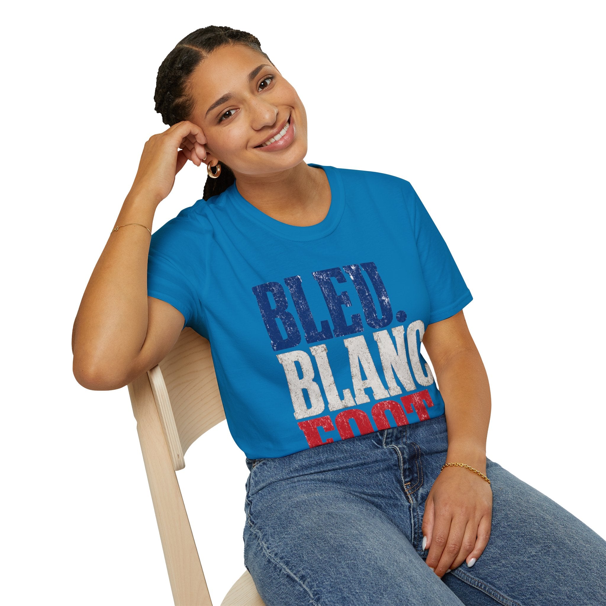 France T-Shirt — Bleu Blanc Foot Vintage French Flag Soccer Graphic Tee
