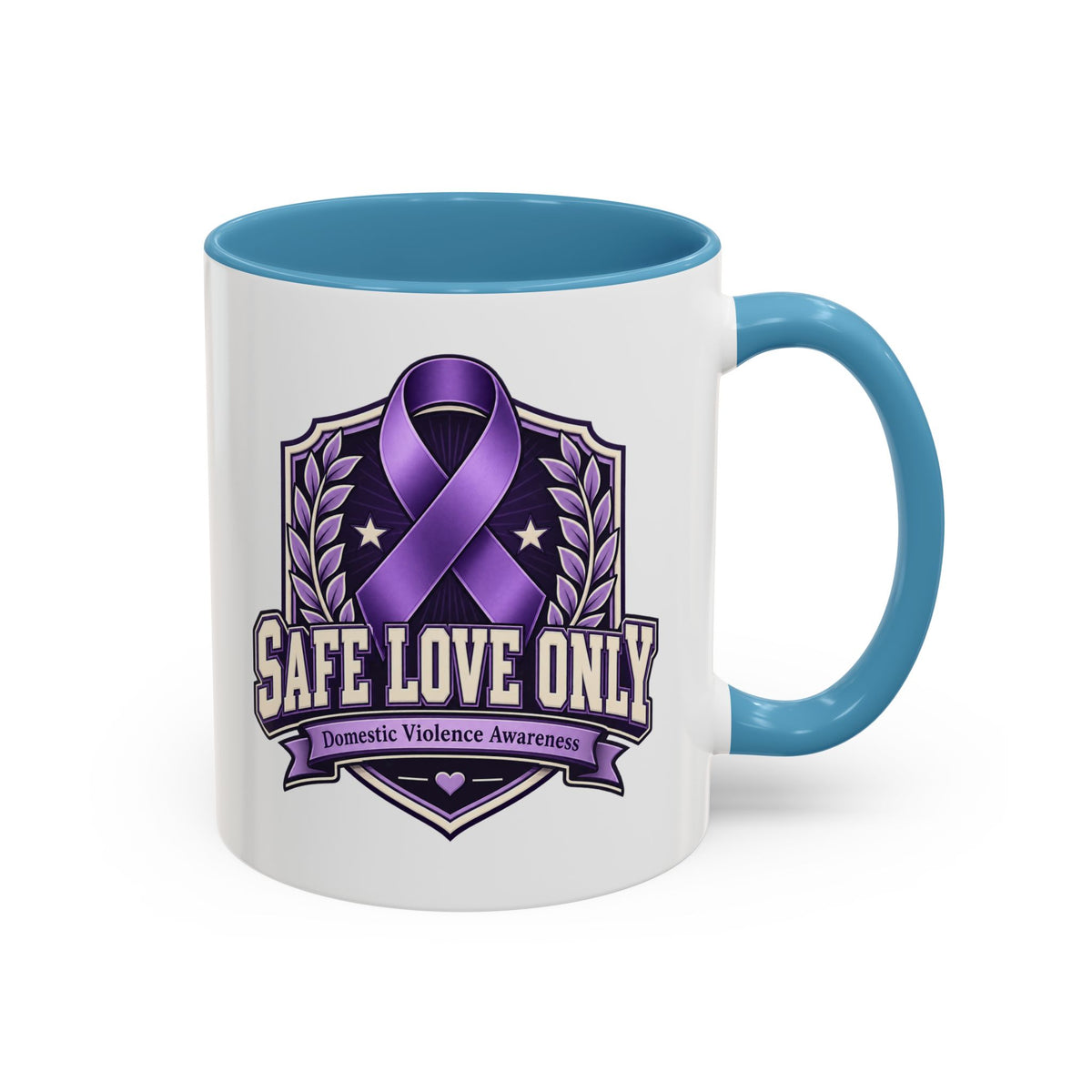 Coffee Mug — "Safe Love Only" Domestic Violence Awareness (Purple Ribbon)