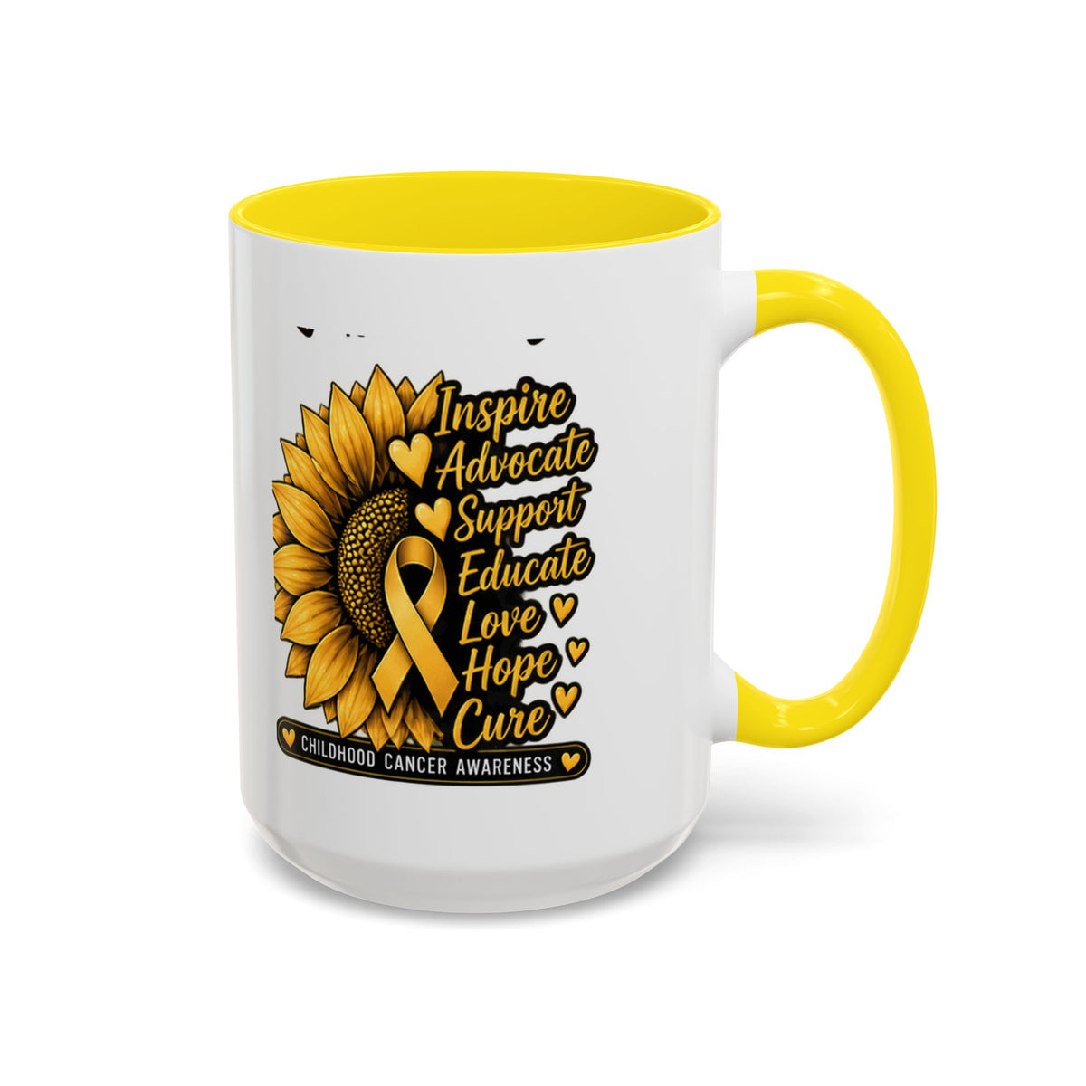Childhood Cancer Awareness Sunflower Accent Coffee Mug (11/15oz)