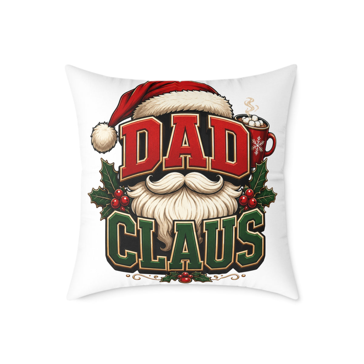 Dad Claus Christmas Pillow - Holiday Santa Dad Decorative Throw Pillow