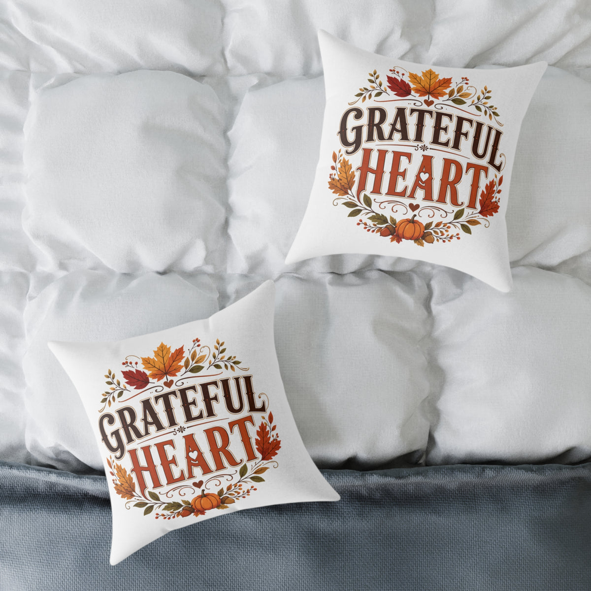 Thanksgiving Grateful Heart Fall Pillow — Thanksgiving Autumn Decorative Throw Pillow