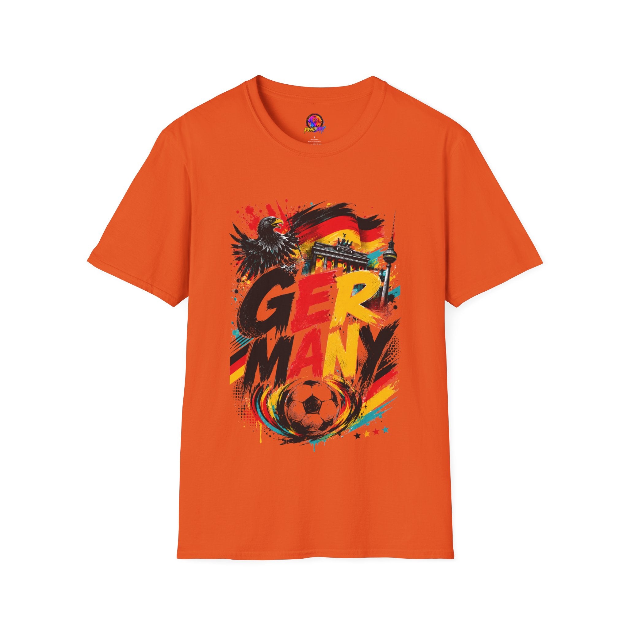Germany Soccer Graphic T‑Shirt — Flag, Eagle & Brandenburger Tor Design