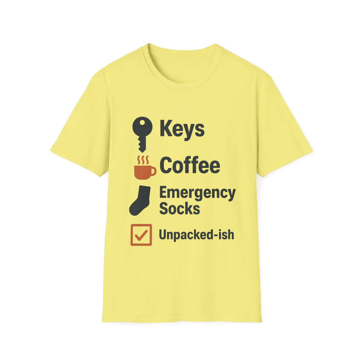 Keys, Coffee, Phone, Wallet Checklist T-Shirt — Minimal Daily Essentials Graphic Tee - Trending Now - August 2026