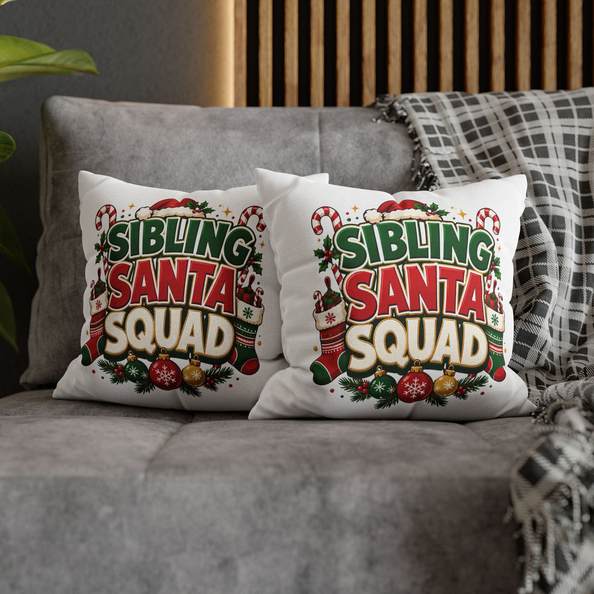 Christmas Sibling Santa Squad Pillowcase