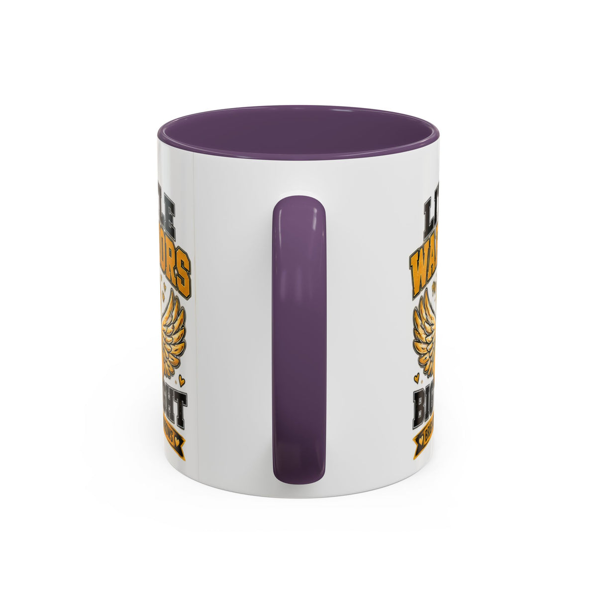 Little Warriors Big Fight Childhood Cancer Awareness Coffee Mug — Gold Ribbon Support Accent Mug