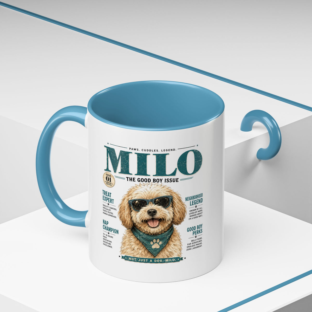 Milo Bailey Dog Dad Mom Milo Magazine-Style Accent Coffee Mug — Cute Dog Portrait