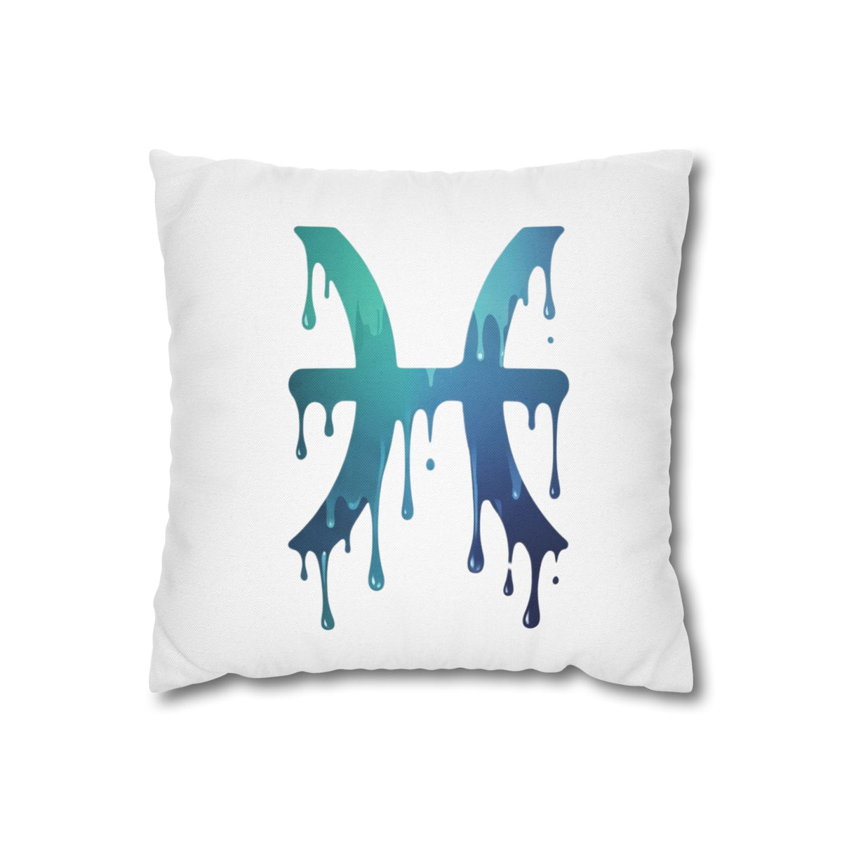 Pisces Drip Zodiac Pillowcase — Blue Gradient Astrological Accent