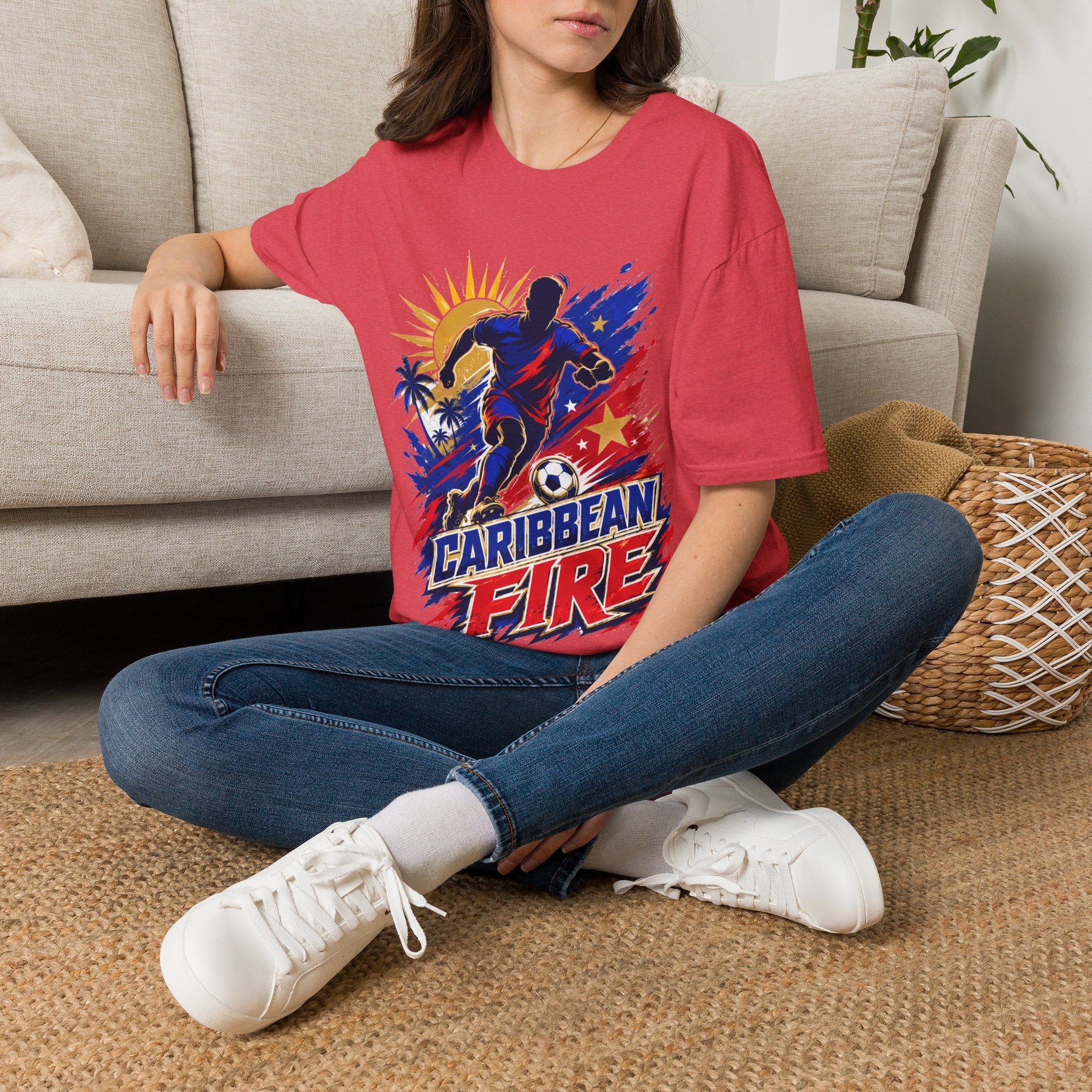 Haiti Soccer T-Shirt — Caribbean Fire Graphic Tee