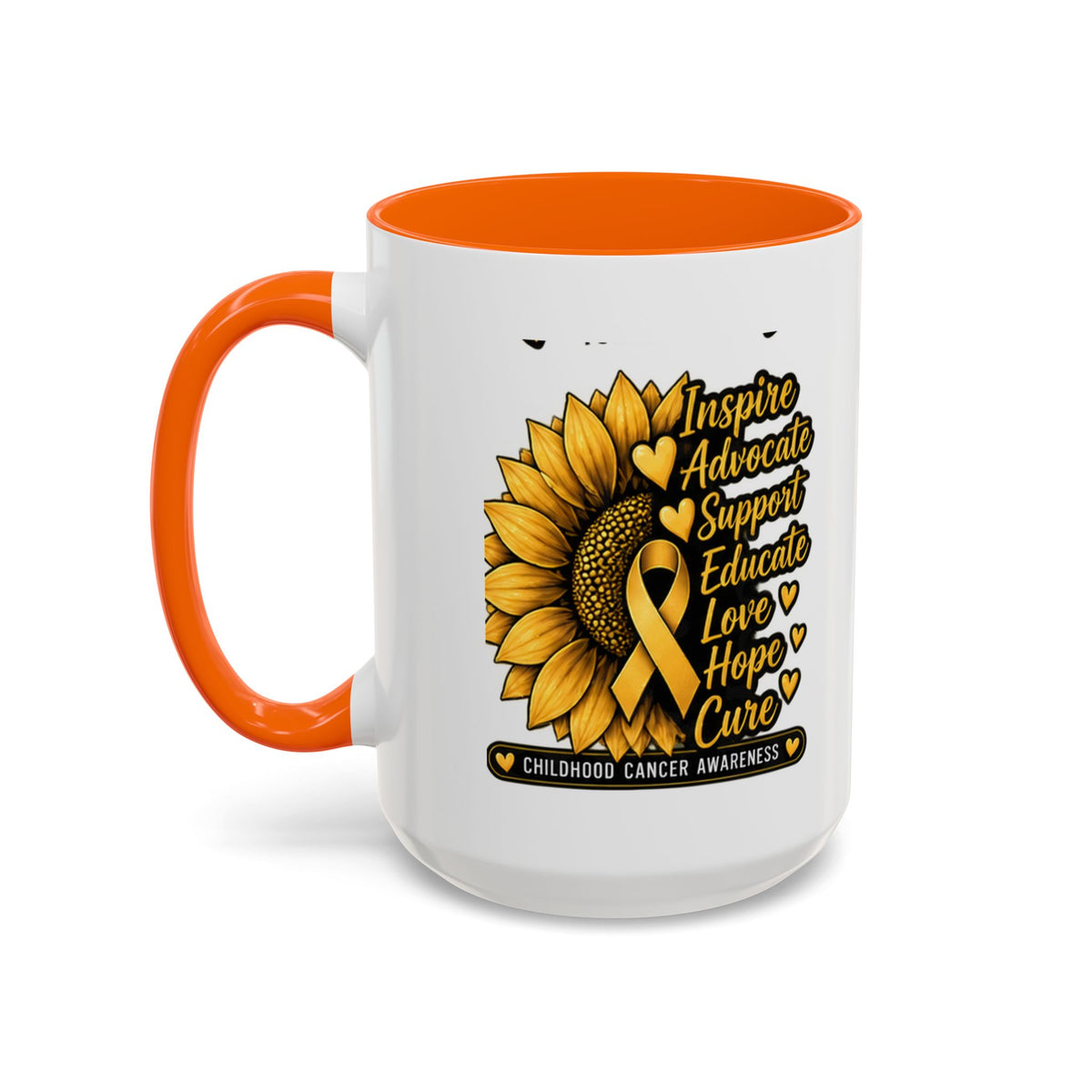 Childhood Cancer Awareness Sunflower Accent Coffee Mug (11/15oz)