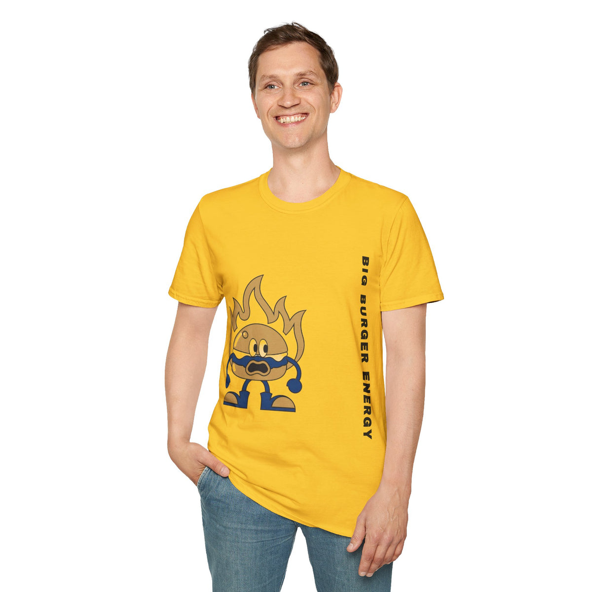 Burger Mascot T‑Shirt — ‘Big Burger’ Flame Character Graphic Tee - Trending Now - September 2026