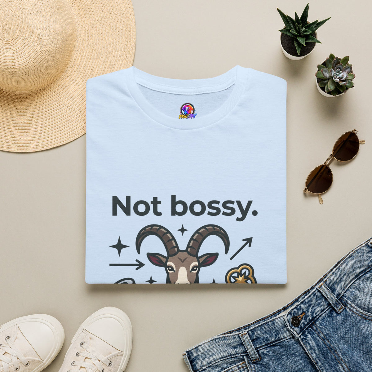 Capricorn T-Shirt — "Not Bossy, Just the Boss" Zodiac Goat Tee