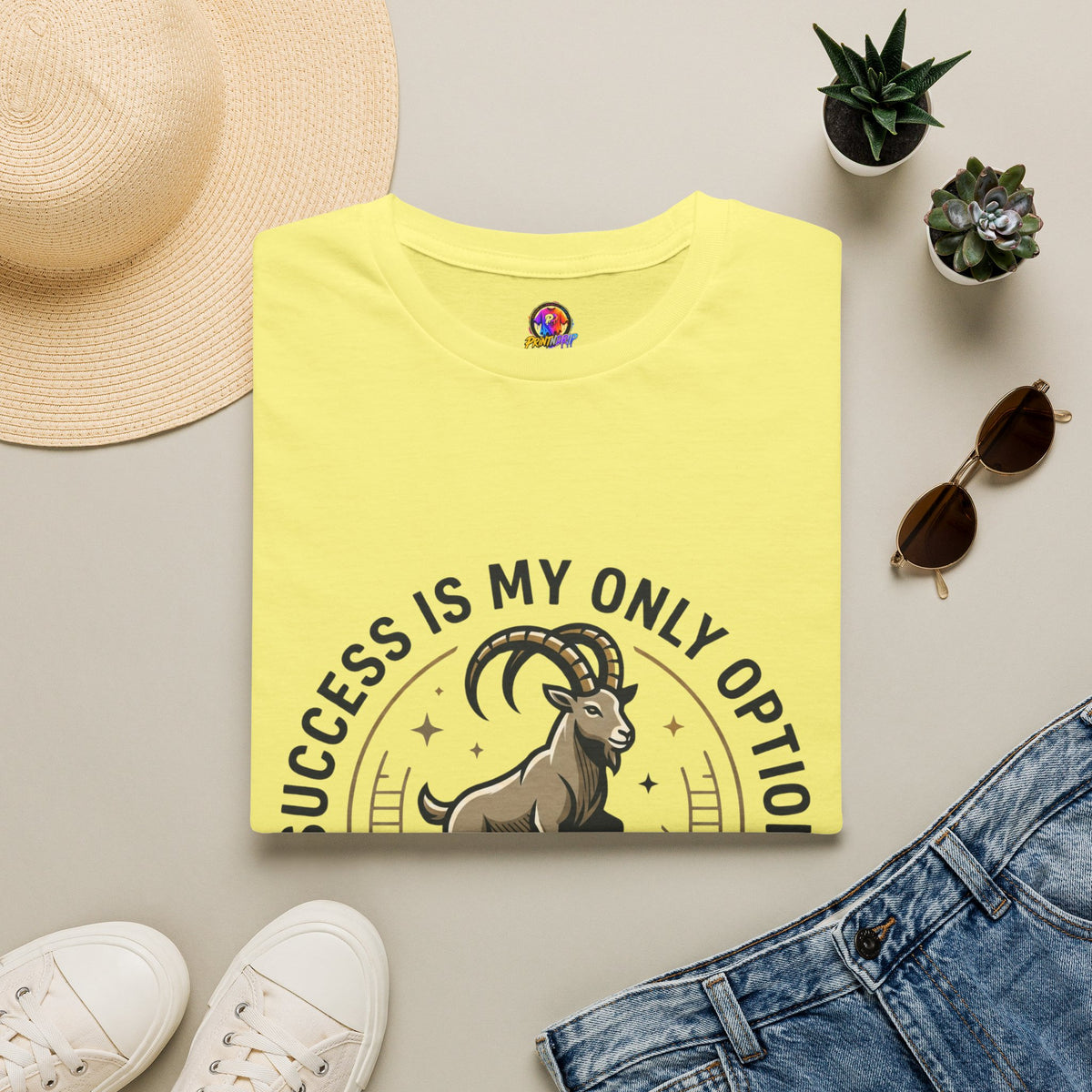 Capricorn Goat T-Shirt — "Success Is My Only Option" Motivational Zodiac Tee