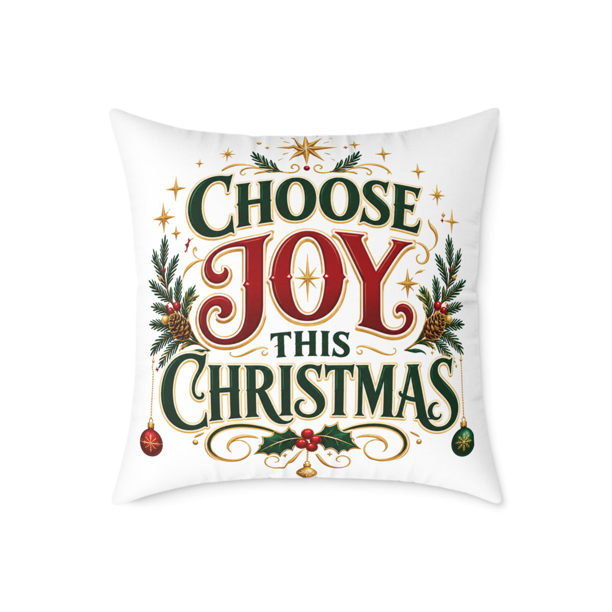 Choose Joy This Christmas Square Poly Canvas Pillow
