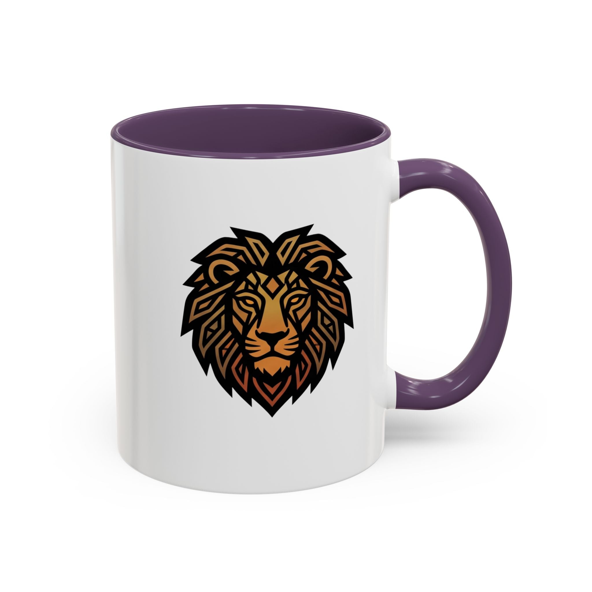 Lion Head Accent Coffee Mug — Bold Geometric Mane Design