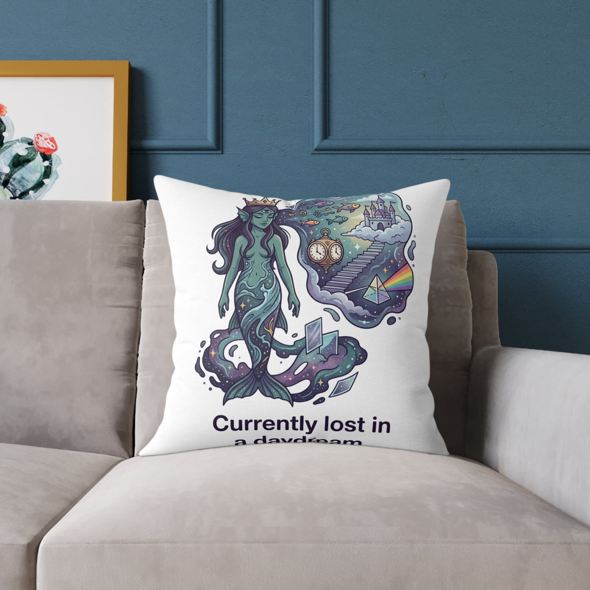Pisces Zodiac Currently Lost In A Daydream Square Poly Canvas Pillow