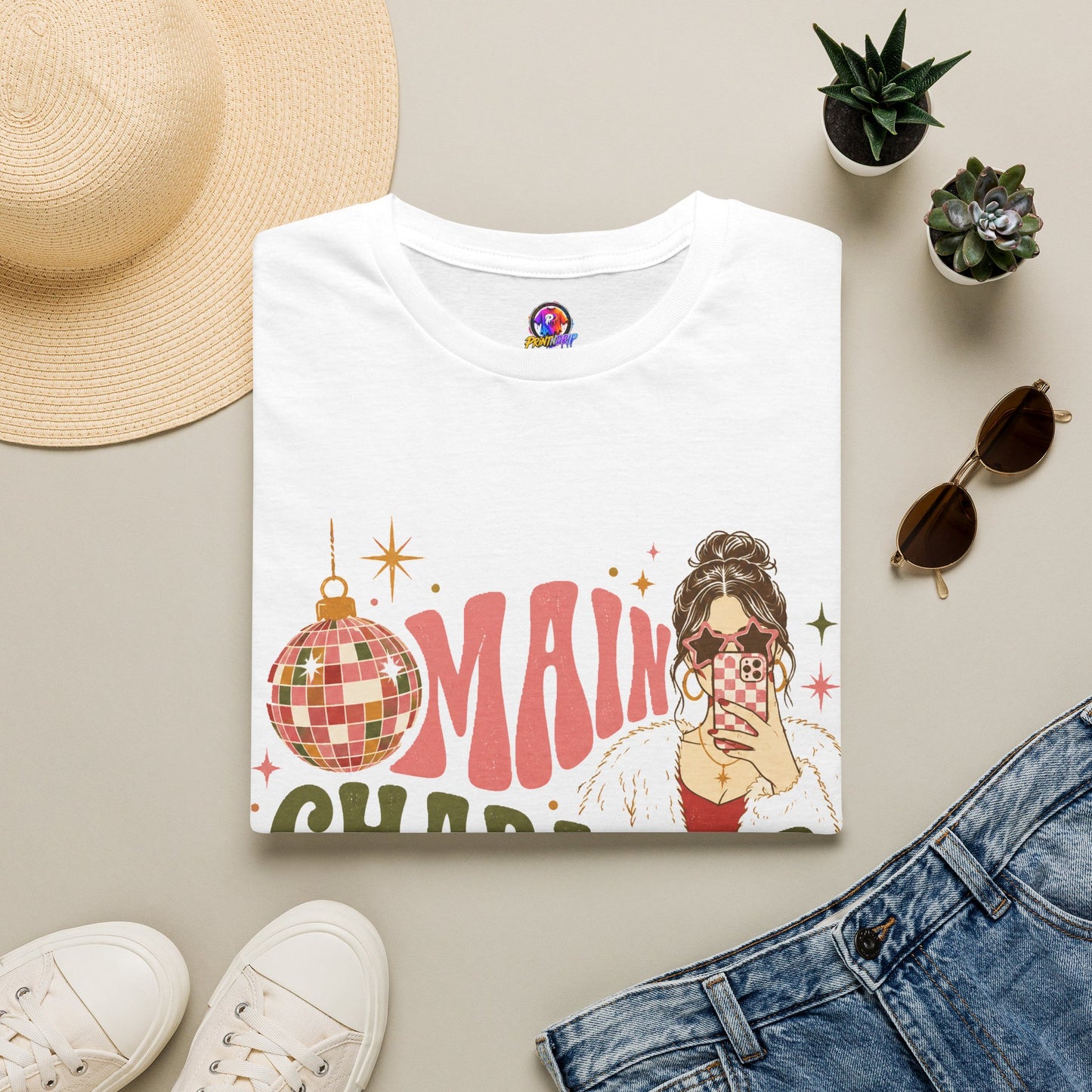 Christmas T-Shirt — "Main Character Christmas" Graphic Tee (Holiday Mom Aesthetic)