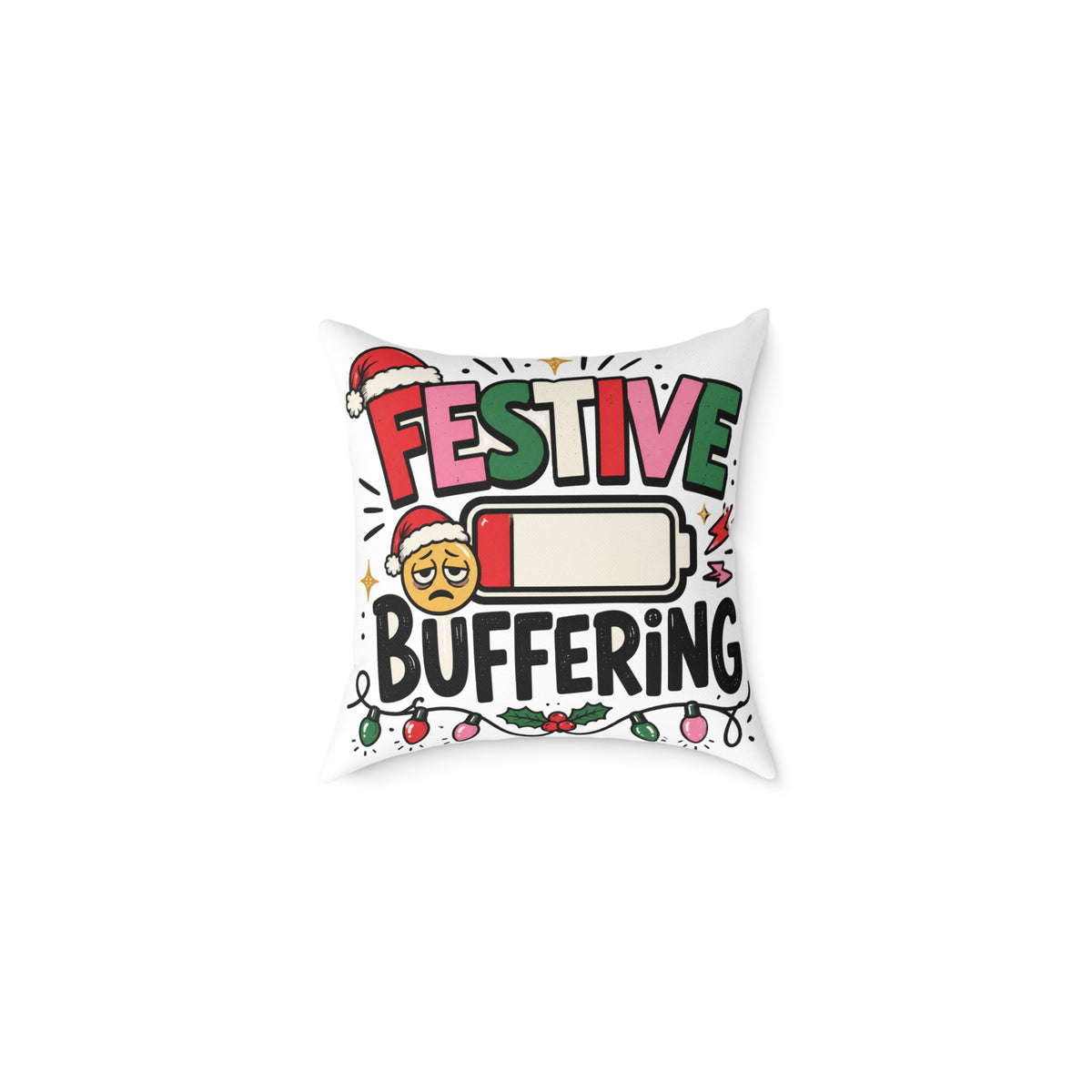 Festive Buffering Modern Day Christmas Square Poly Canvas Pillow