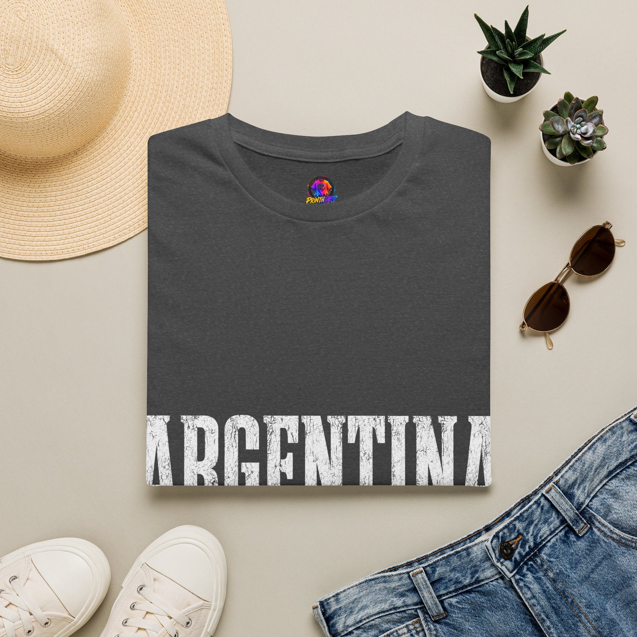 Argentina Graphic T-Shirt — Retro Flag Stripe Football Soccer Tee