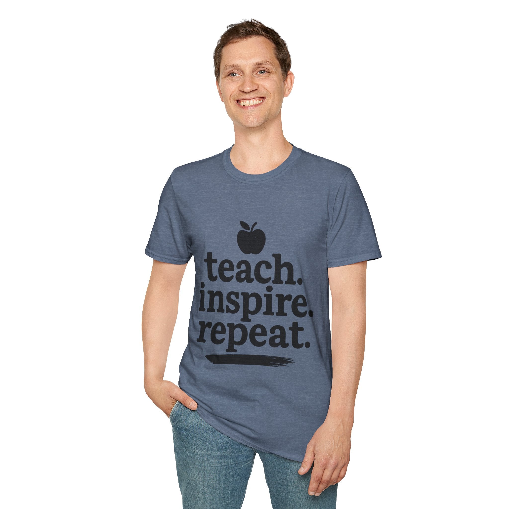 Teach. Inspire. Repeat. T‑Shirt — Teacher Apple Graphic Tee - Trending Now - August 2026 Trends - Everyday T-Shirt