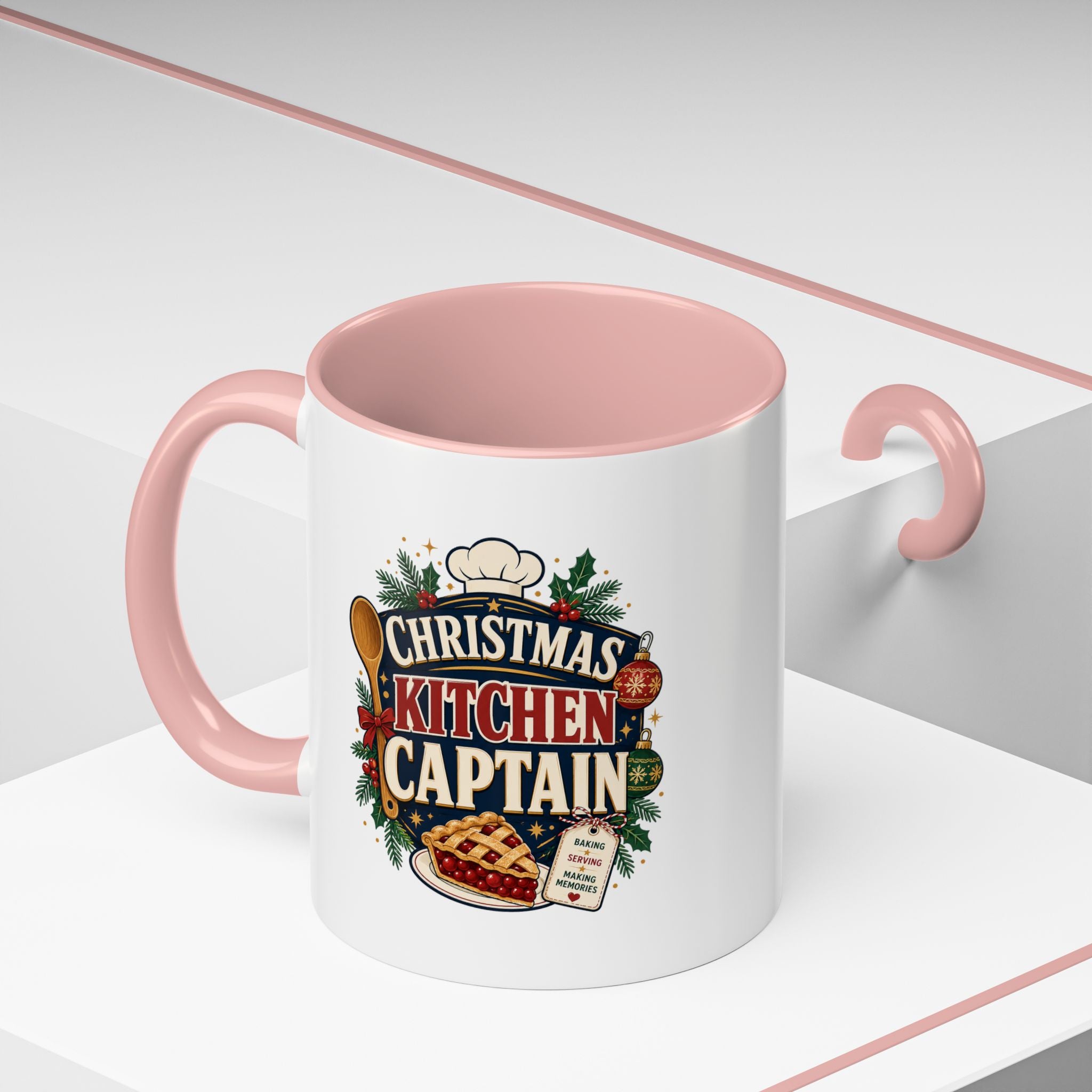 Modern Day Christmas Kitchen Captain Accent Coffee Mug — Holiday Baking Chef Gift (11/15oz)