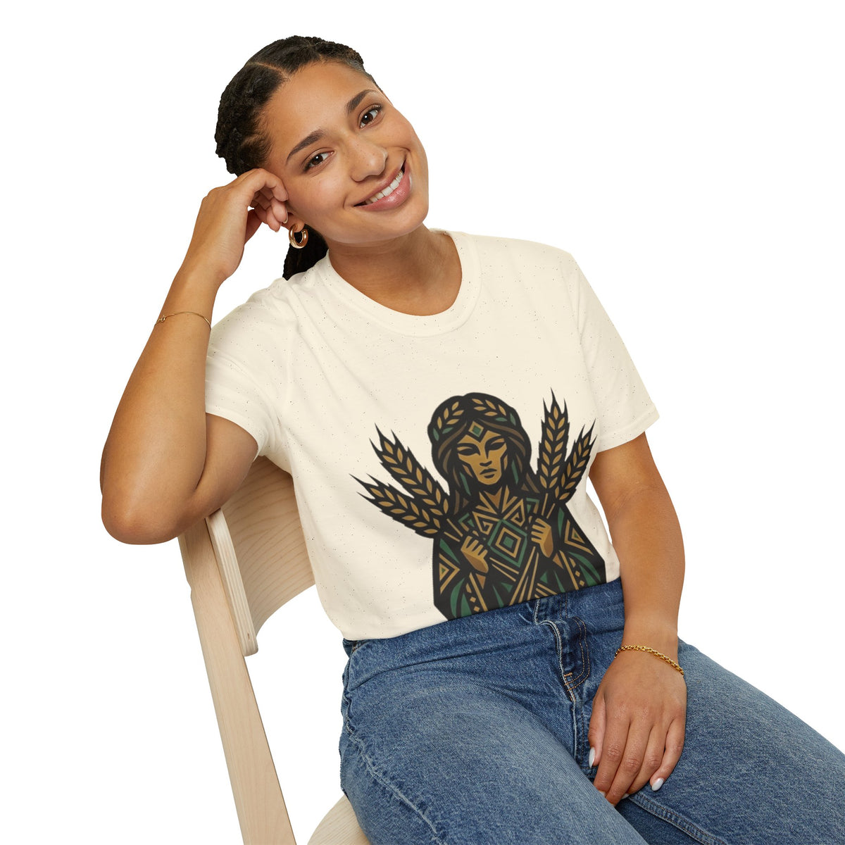 Harvest Goddess T-Shirt — Wheat Spirit Floral Pagan Shirt