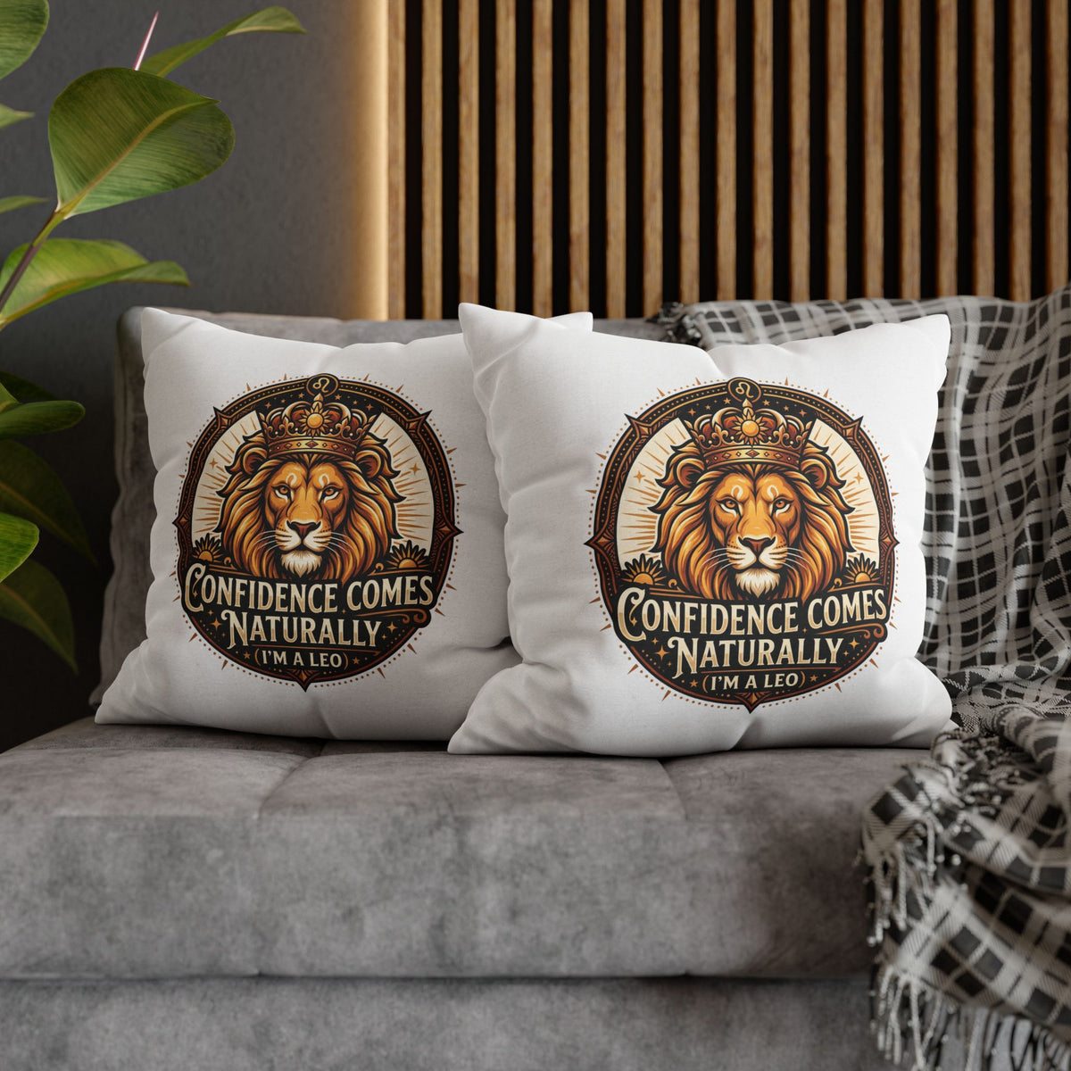 Leo Zodiac Confidence Comes Naturally Spun Polyester Square Pillowcase