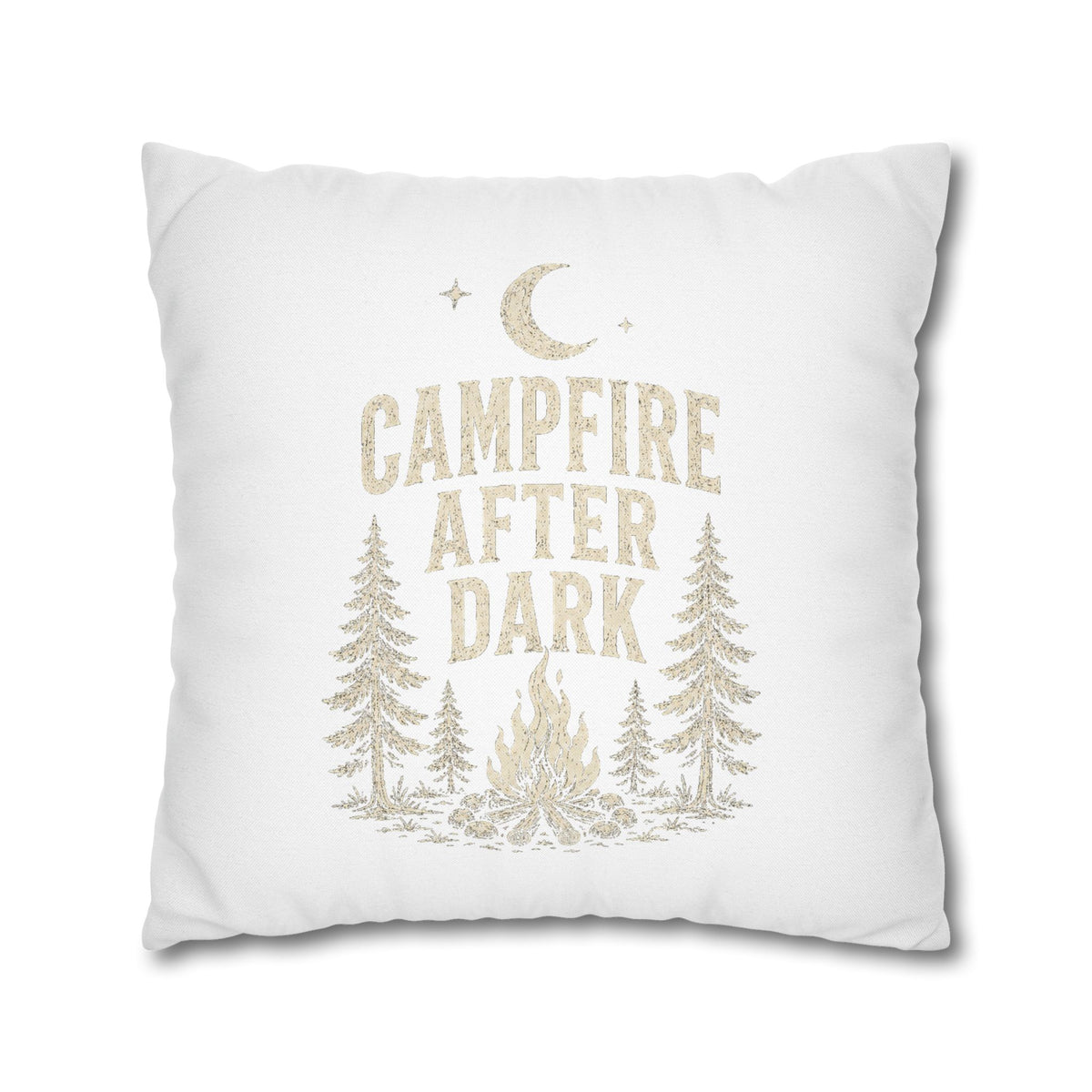 Campfire After Dark Decorative Pillowcase Milo Bailey Dog Dad Mom — Cozy Rustic Camping Throw Pillow