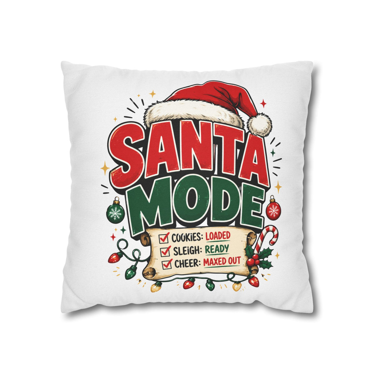 Christmas Santa Mode Holiday Throw Pillow — 'Santa Mode' Festive Decorative Pillowcase