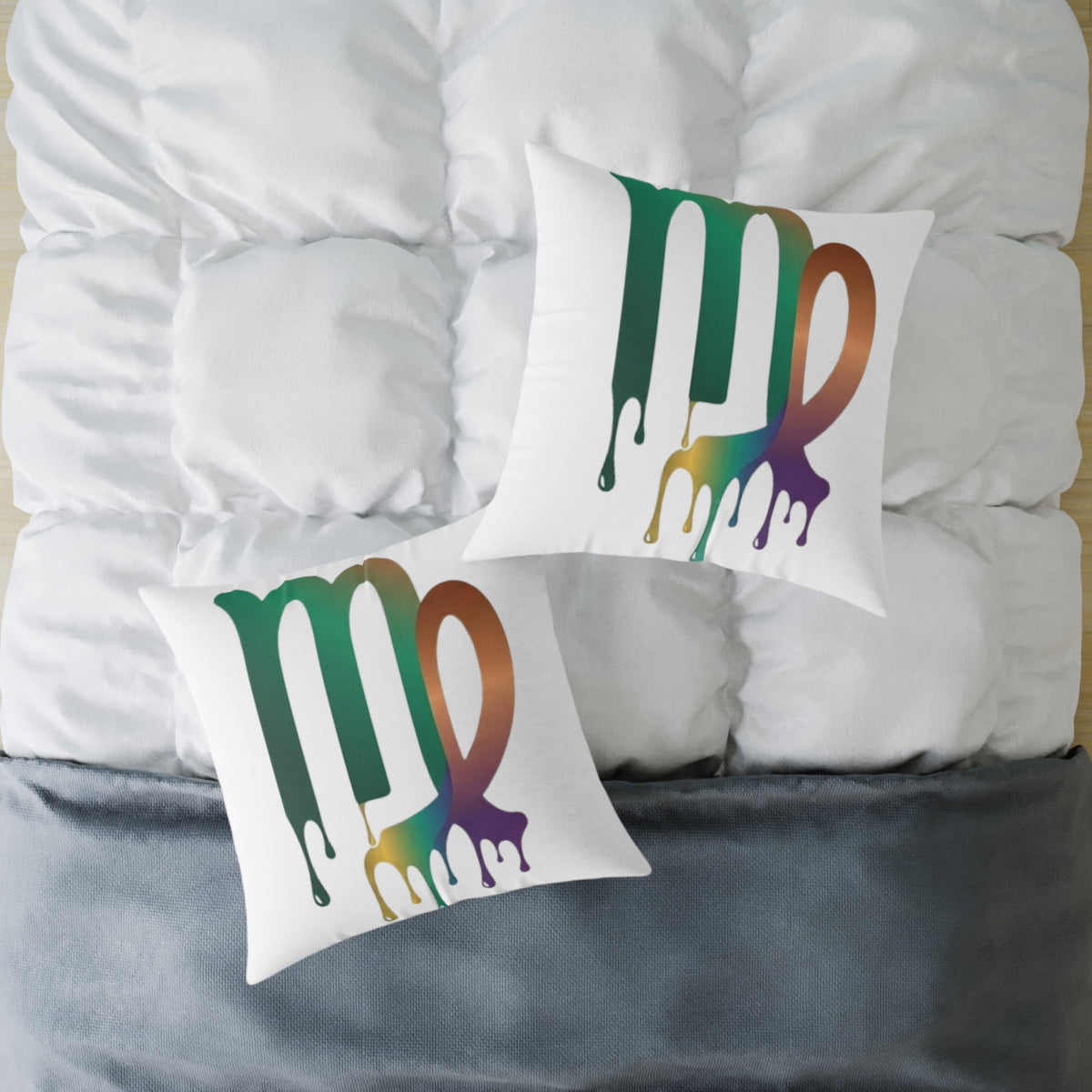 Dripping Virgo Zodiac Square Poly Canvas Pillow