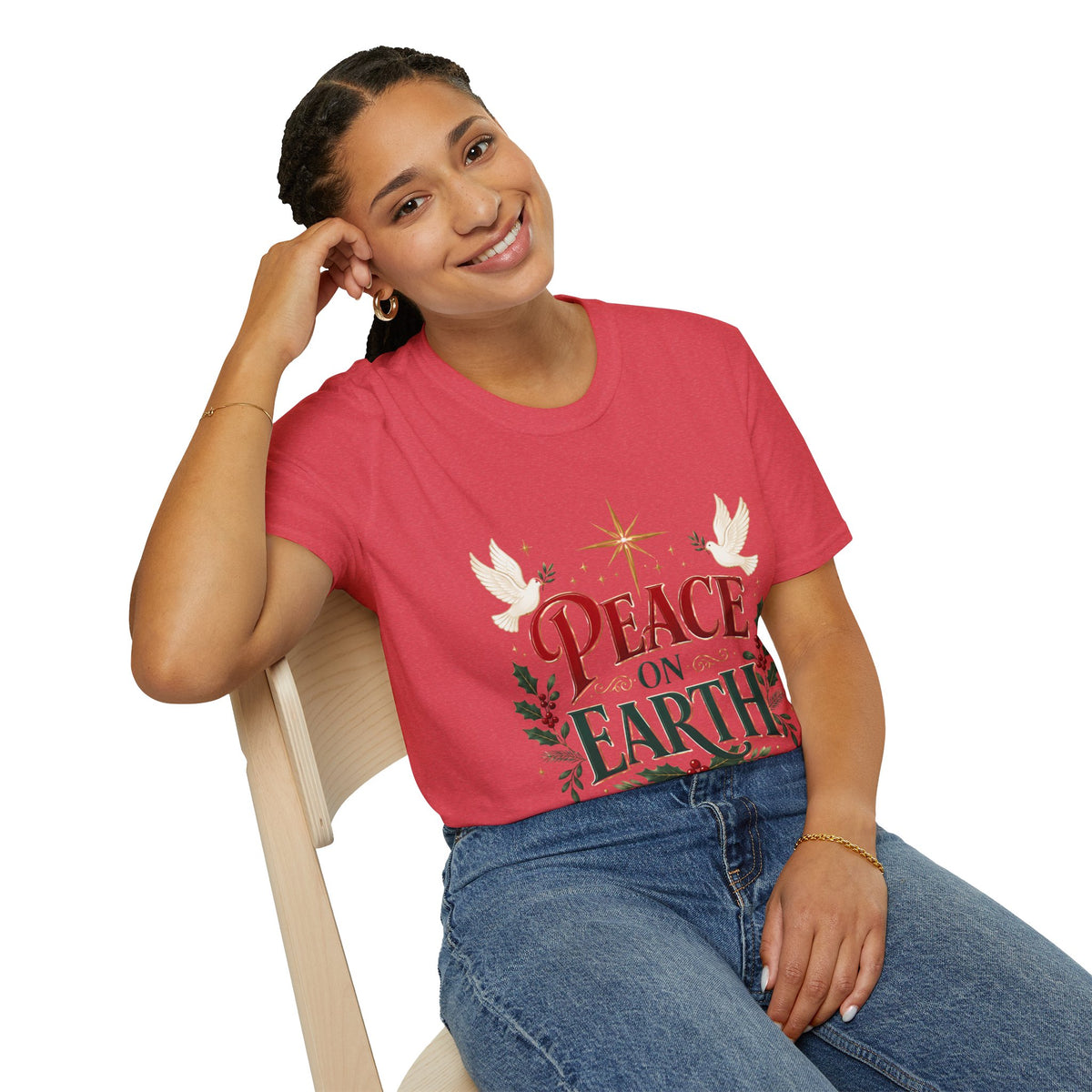 Peace on Earth T-Shirt — Holiday Dove & Star Christmas Tee