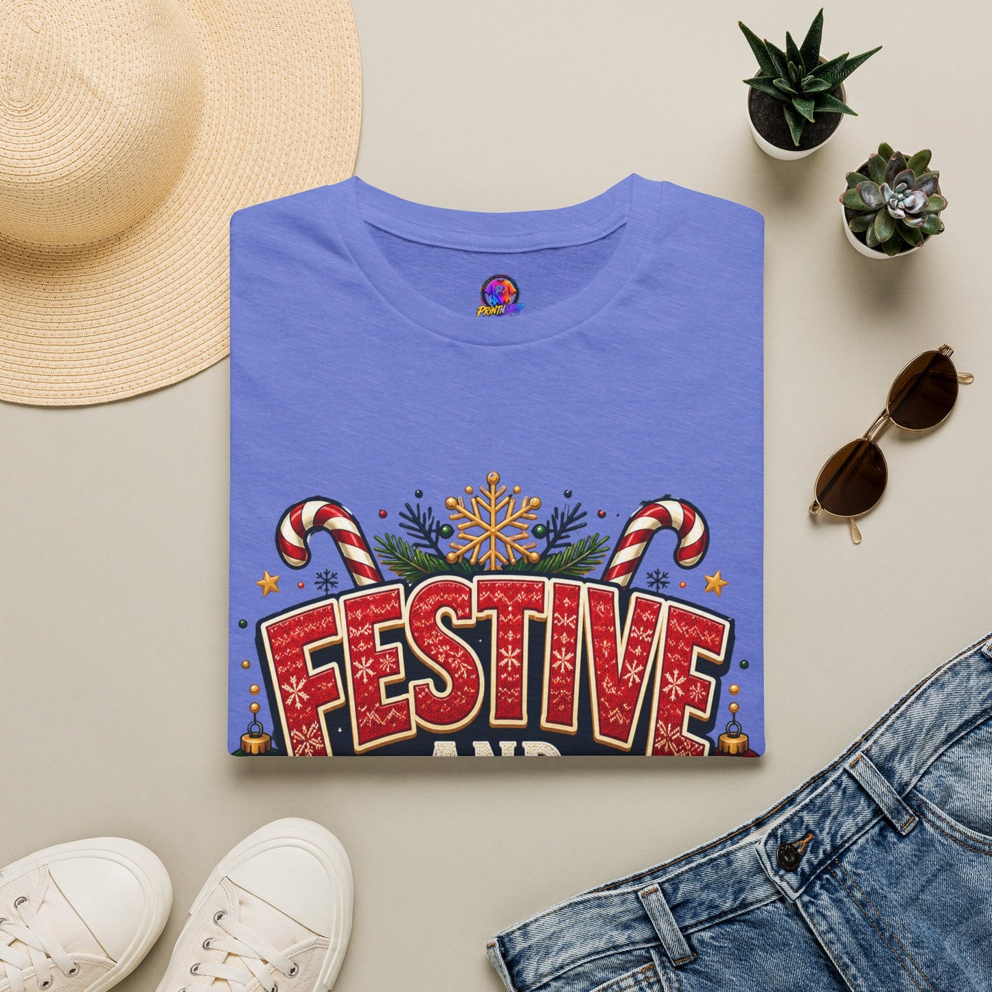 Festive and Loud Holiday T-Shirt — Christmas Candy Cane Graphic Tee