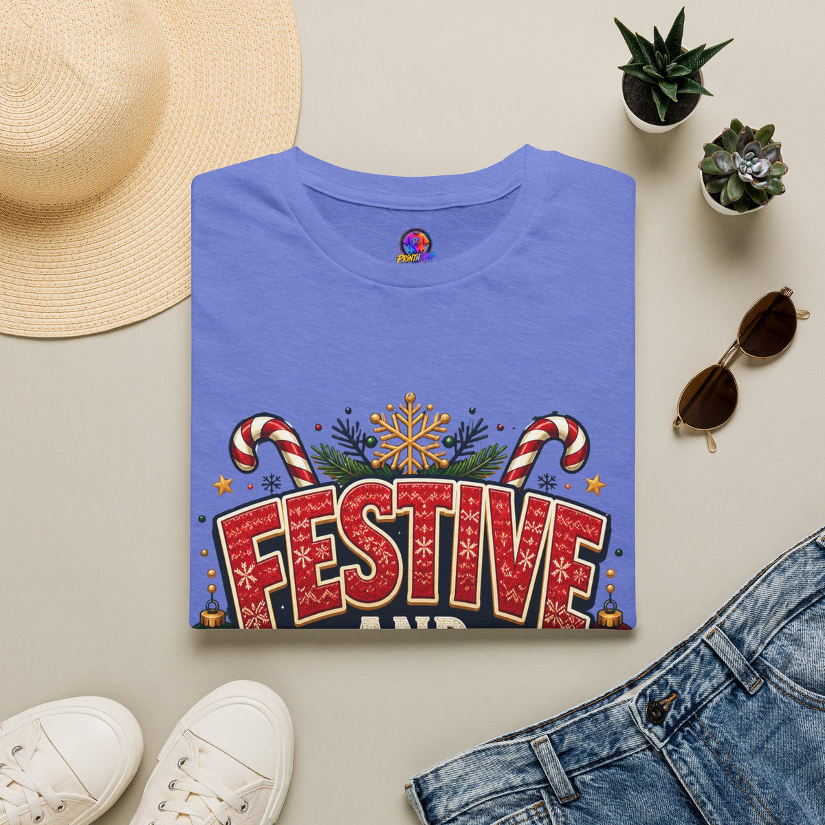 Festive and Loud Holiday T-Shirt — Christmas Candy Cane Graphic Tee