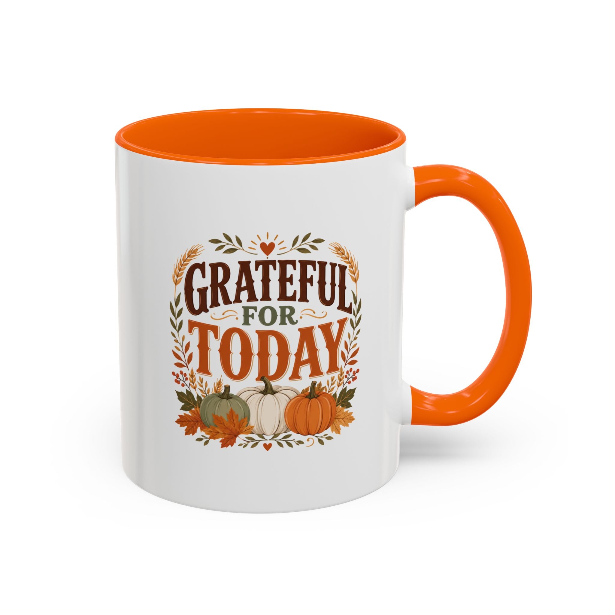 Thanksgiving Mug Grateful For Today Coffee Mug — Thanksgiving Pumpkin Fall Ceramic Accent Mug