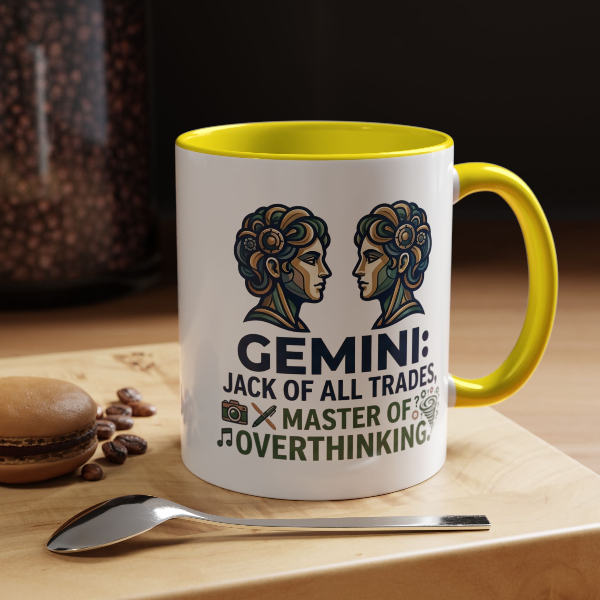Gemini Coffee Mug – “Jack of All Trades, Master of Overthinking” Zodiac Accent Mug