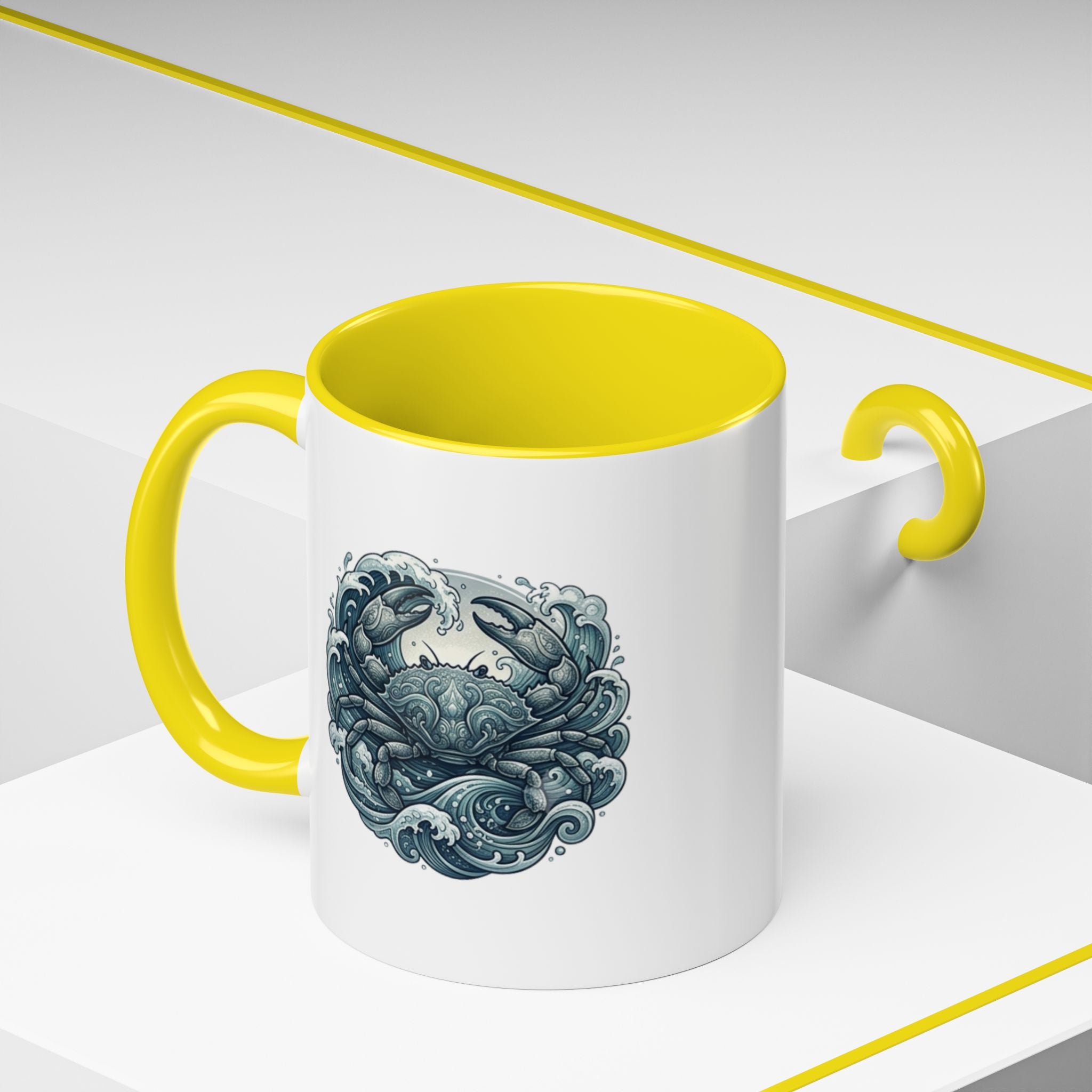Crab Wave Accent Coffee Mug — Nautical Ocean Art