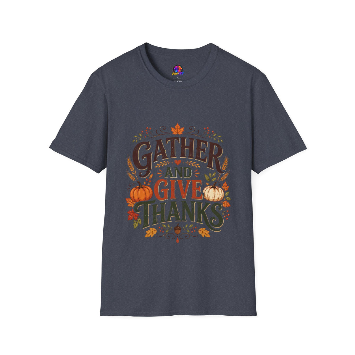 Thanksgiving T-Shirt Gather and Give Thanks T-Shirt — Thanksgiving Fall Holiday Tee