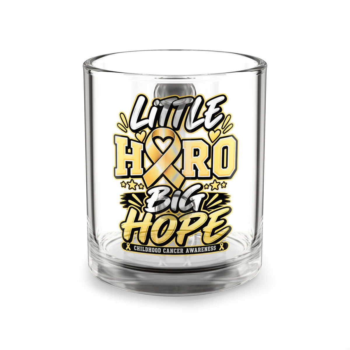Little Hero Big Hope Childhood Cancer Awareness Glass Mug