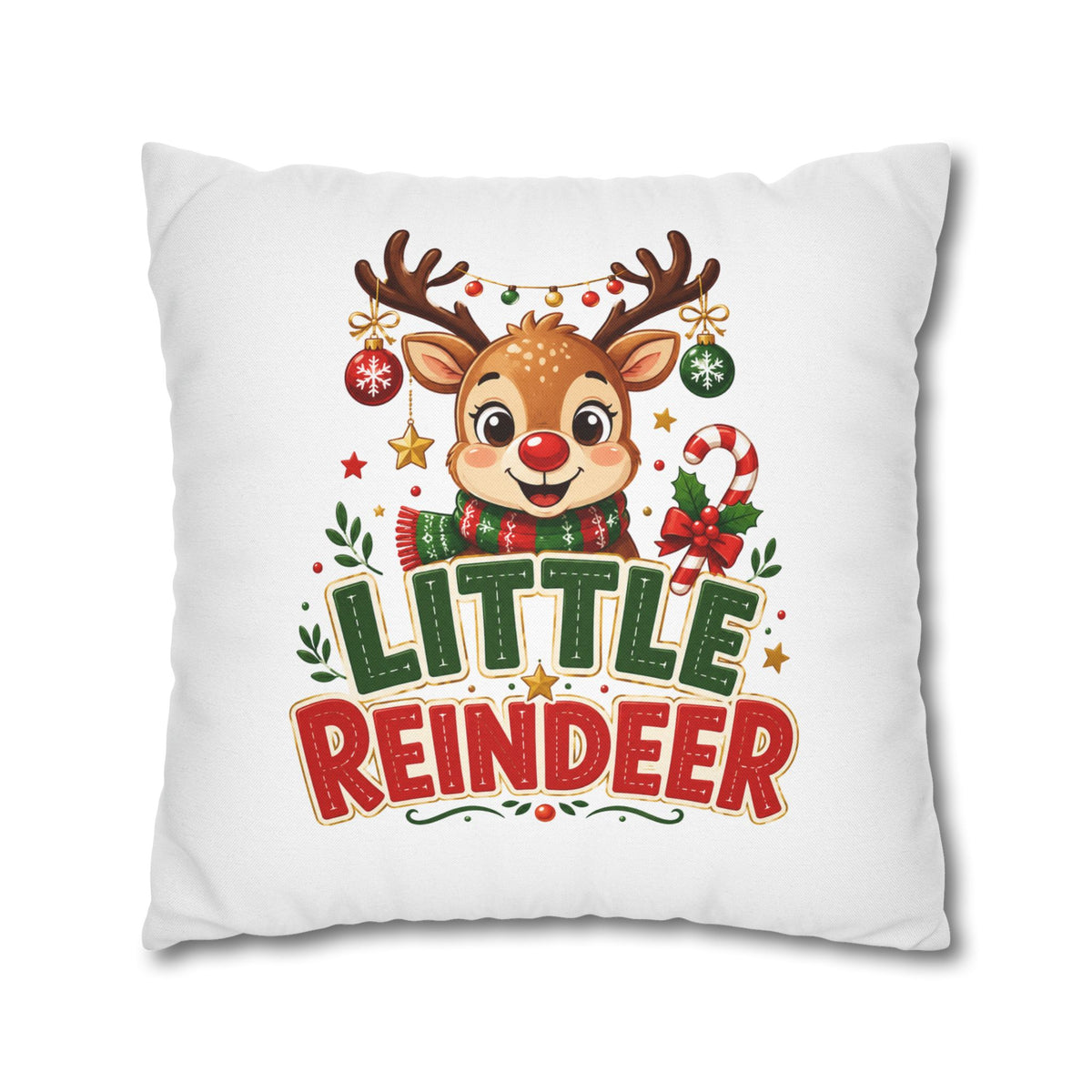 Christmas Little Reindeer Holiday Pillowcase – Cute Christmas Throw Pillow Cover