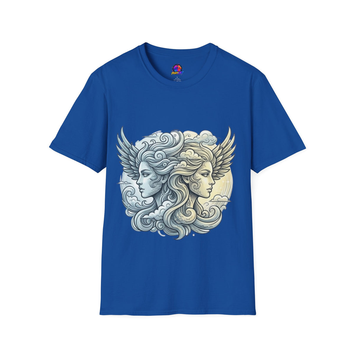 Mythic Moon & Sun Faces T-Shirt — Celestial Duality Graphic Tee